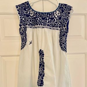 Mi Golondrina Embroidered Blue Flores Blouse